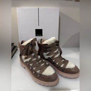 Dolce Vita Tan and Cream Winter Boots